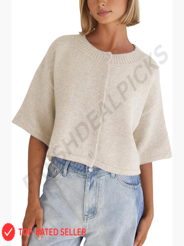 Lightweight Cropped Knit Cardigan Button Front Women's Sweater Y2k Chic